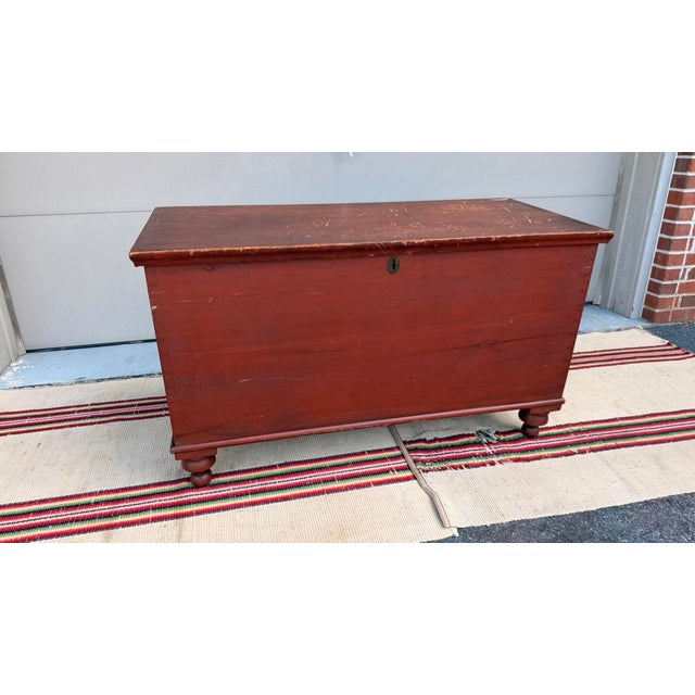 Antique Red Painted Dovetailed Blanket Chest, Lancaster County Pa, Circa 1830-1840 For Sale - Image 14 of 15