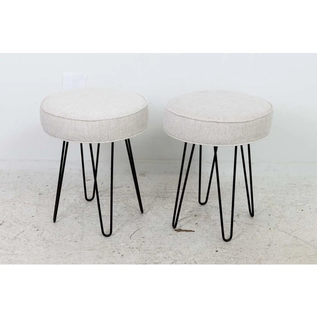Pair of Round Midcentury Style Hairpin Benches or Stools For Sale - Image 9 of 9