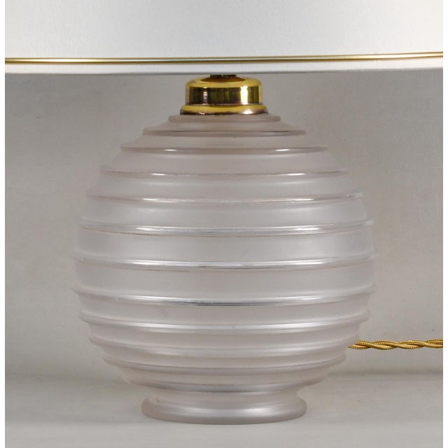 Cream French Art Deco Table Lamp by Georges Leleu 1930s France For Sale - Image 8 of 12