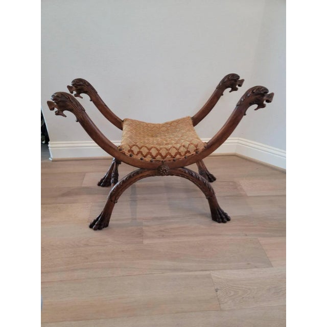 19th Century Italian Renaissance Revival Curule Stool For Sale - Image 4 of 11