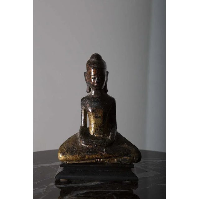 Wood Thai Artist, Dvaravati Meditation Buddha Statue, 1800, Walnut For Sale - Image 7 of 8