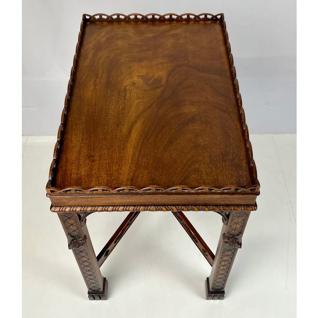Henredon Historic Natchez Collection Chippendale Style Fretwork Silver Table / Tea Table For Sale - Image 12 of 14