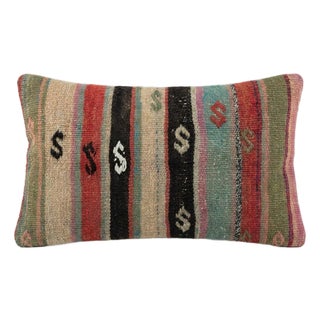 Striped Kilim Lumbar Pillow Cover 11'' X 20'' For Sale
