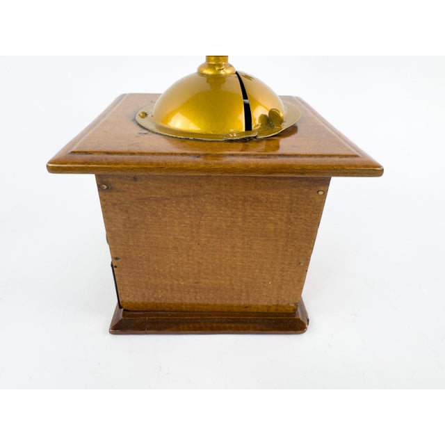 Antique French Peugeot Frères Wooden Coffee Grinder With Gold-Tone Hopper – Early 20th Century For Sale - Image 10 of 16