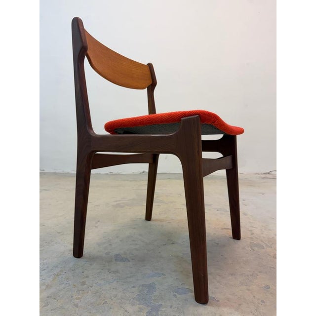 Teak and Orange Upholstered Chair by Erik Buch For Sale - Image 3 of 11