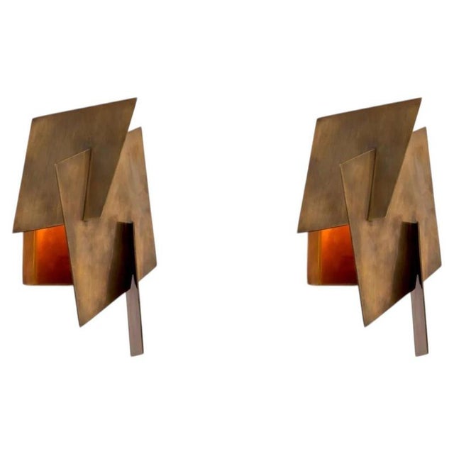Metal Vintage Wall Lamps in Brass Finish on Iron, Set of 2 For Sale - Image 7 of 7