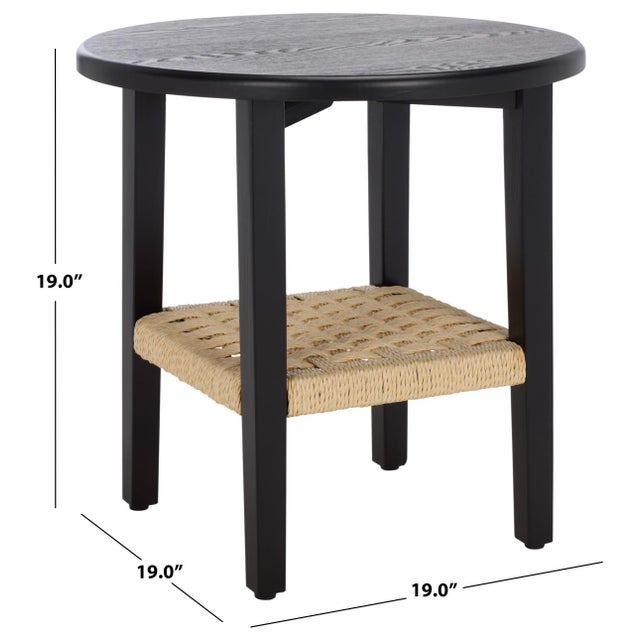 Contemporary Rakoma 1 Shelf End Table in Black / Natural For Sale - Image 3 of 7