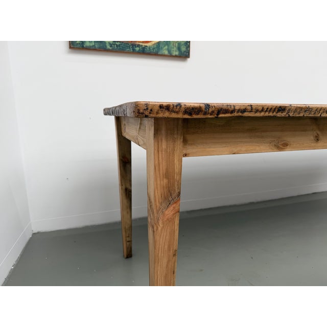 Wood Pine Farmhouse Table with Tapered Legs, France, 1950s For Sale - Image 7 of 18