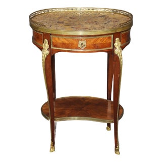 Breche D' Alep Marble French Louis XV Style Bronze Mounted 2 Tier End Table For Sale