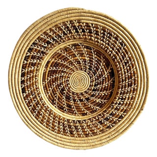 Vintage Mali Tribal Basket Weave Plate Wall Decor For Sale