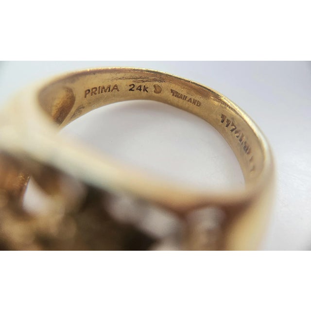 Metal Vintage 24k Solid Gold Lucky Dragon Ring, Size 7 For Sale - Image 7 of 7
