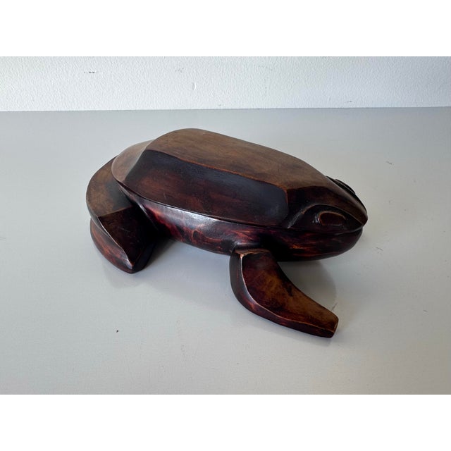 Vintage Hand-Carved Wooden Frog Box For Sale In Miami - Image 6 of 12