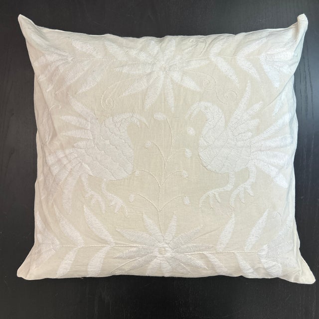 2020s Hand Made and Hand Embroidered Cream on Cream Pillow With New Insert For Sale - Image 5 of 9