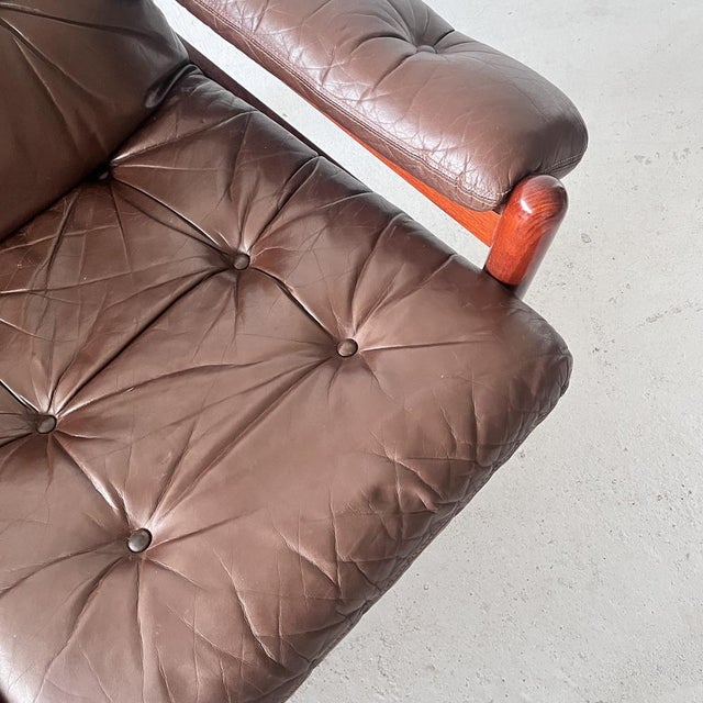 1970s Scandinavian Brown Leather Sofa from Ulferts Möbler, 1970s For Sale - Image 5 of 12