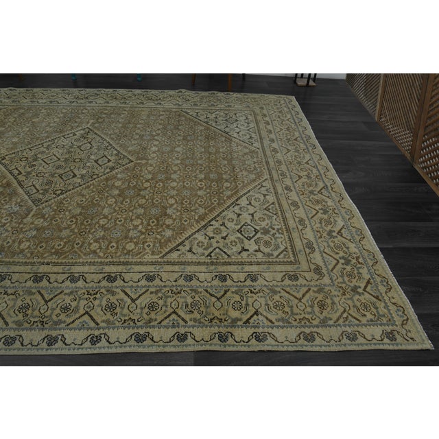 1970s Vintage Persian Handknotted Wool Green Oversize Area Rug For Sale - Image 11 of 11