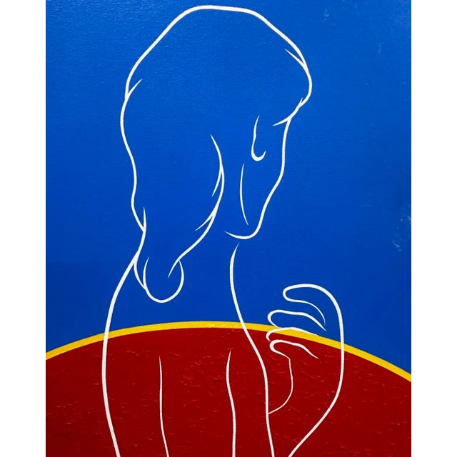 Postmodern Post Modern Geometric Figural Acrylic on Canvas Signed Ab, 1980 For Sale - Image 3 of 8