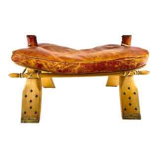 Vintage Mid Century Rimini Egyptian Camel Saddle Foot Stool For Sale