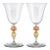 Vintage Murano Glass Large Wine Glasses, Peach and Gold-Leaf Ribbed Stems, Set of Ten For Sale
