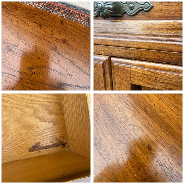 1960s Thomasville Spanish Revival Oak Nightstand Cabinet With Drawer For Sale - Image 15 of 15