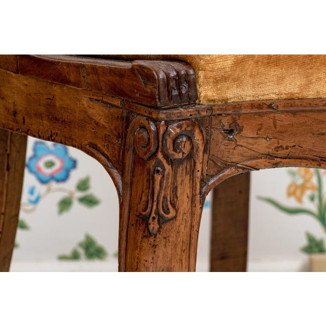 Antique Italian Walnut Side Chairs- a Pair For Sale - Image 9 of 12