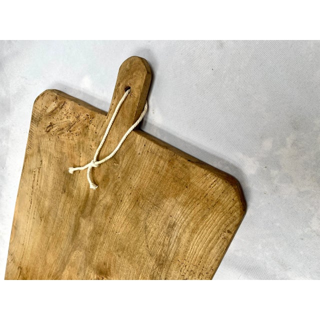 Brown Antique Early 1900s French Double Handle Rectangular Wood Bread Board For Sale - Image 8 of 11