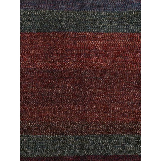 1980s Hand-Knotted Persian Gabbeh Rug Minimalist Striped Field 4'10" X 8'7" For Sale - Image 4 of 5