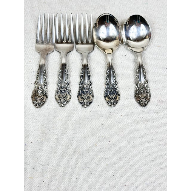Metal Vintage Wallace Sterling Silver Baby Fork and Spoon- Set of 5 For Sale - Image 7 of 8