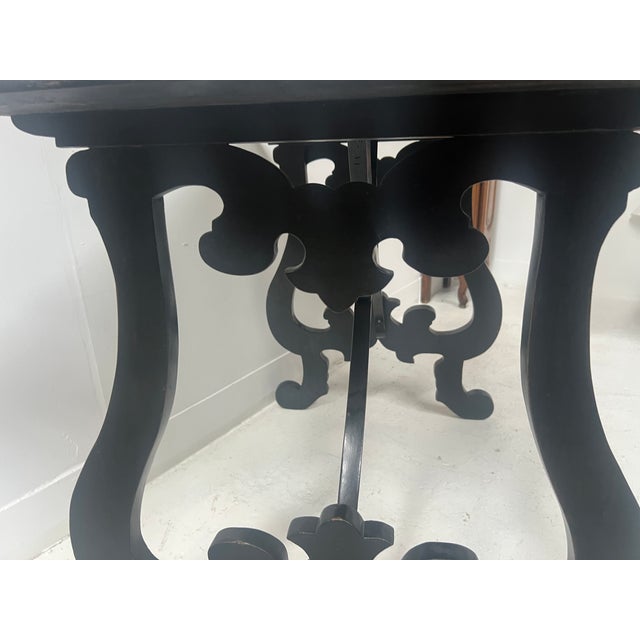 Ceremonial Table in Blackened Wood with Marquetry Top, Spain, 19th Century For Sale - Image 5 of 18