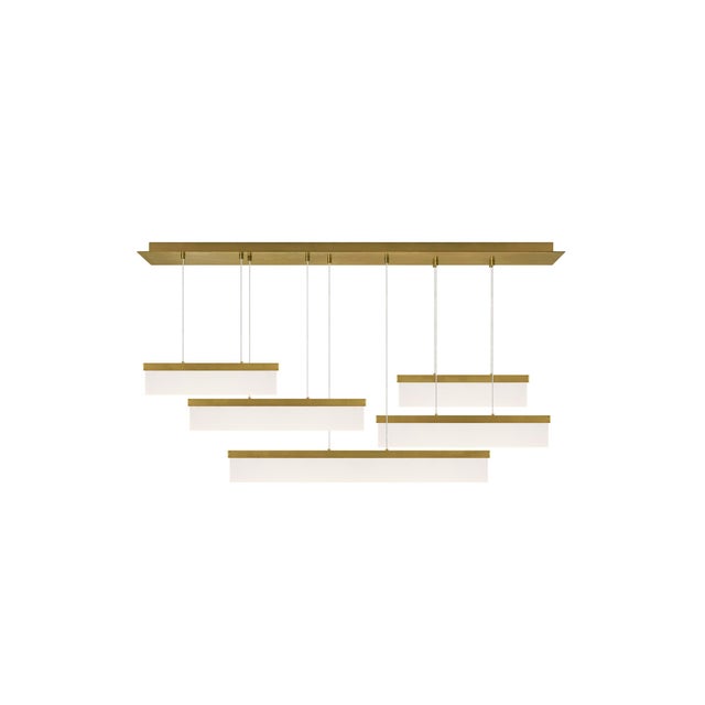 Contemporary Visual Comfort Modern Sweep Linear Chandelier LED Aged Brass For Sale - Image 3 of 3