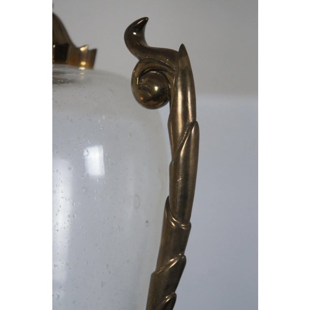 Metal 1990 Chapman Hollywood Regency Brass & Glass Globe Trophy Urn Table Lamp 35" For Sale - Image 7 of 13