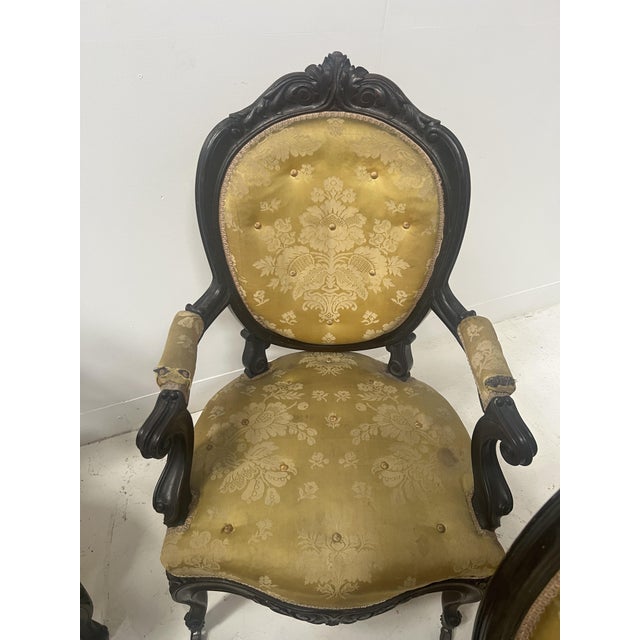Wood 20th Century Napoleon III Louis XV Armchairs in Pearwood, Set of 4 For Sale - Image 7 of 14