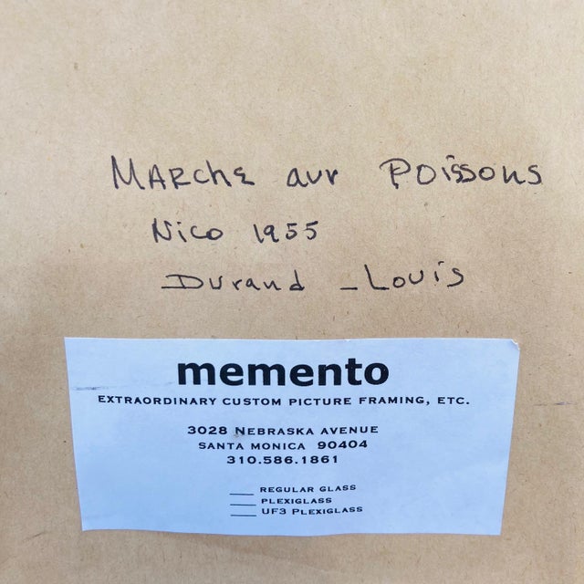 Mid Century French Oil Painting by Duand Louis "Marche Aux Poissons" For Sale - Image 11 of 11