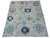 Art Deco Handmade Oushak Style Blue and Ivory Floral Rug For Sale - Image 3 of 6