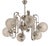 Space Age Polished Chromium with Six Murano-Opaline Glass Globes Chandelier by Mazzega, 1970s For Sale