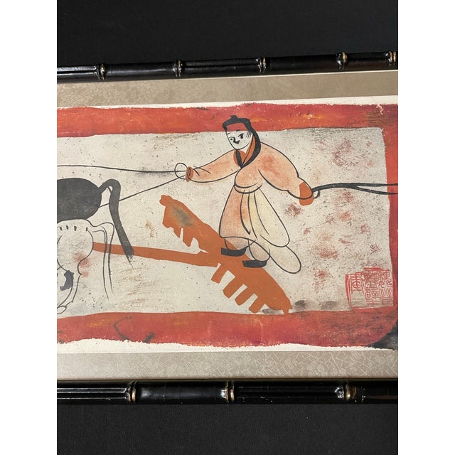 Asian Framed Chinese Artwork in the Style of the Shang Dynasty For Sale - Image 3 of 5