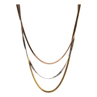 Trio Glow Layered Italian Chain Necklace For Sale