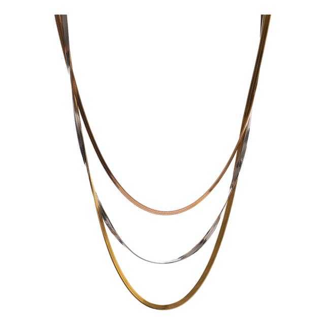Trio Glow Layered Italian Chain Necklace For Sale