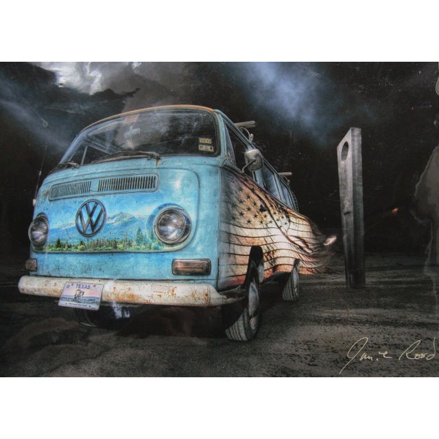 Jamie Rood “Vw Bus Baby Blue – Travel Spirit” Signed Limited Edition Giclée, 15/350 For Sale In Austin - Image 6 of 8
