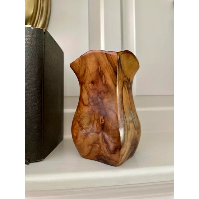 Wood 1960’s Olive Wood Carved Vase in the Style of Alexandre Noll, France For Sale - Image 7 of 13