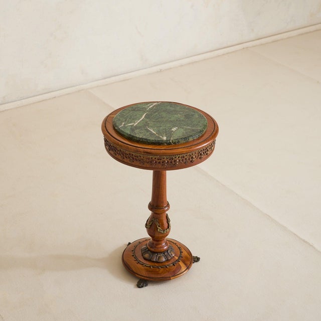 Antique French Napoleon III Guéridon Side Table with Green Marble Top For Sale In Chicago - Image 6 of 9