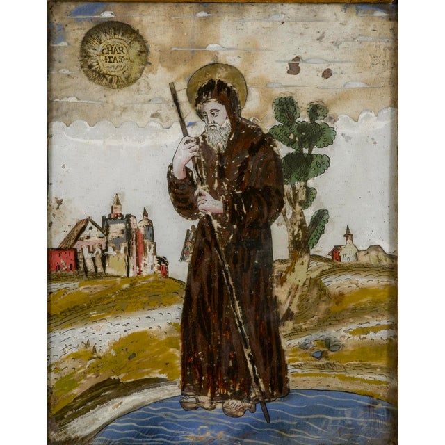 Glass Early 18th Century Religious Italian Painting on Glass For Sale - Image 7 of 14