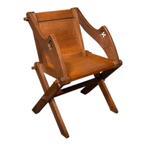 1890s Antique Victorian English Oak Glastonbury Chair