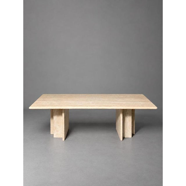 Cream Travertine Coffee Table with Sculptural Base For Sale - Image 8 of 8