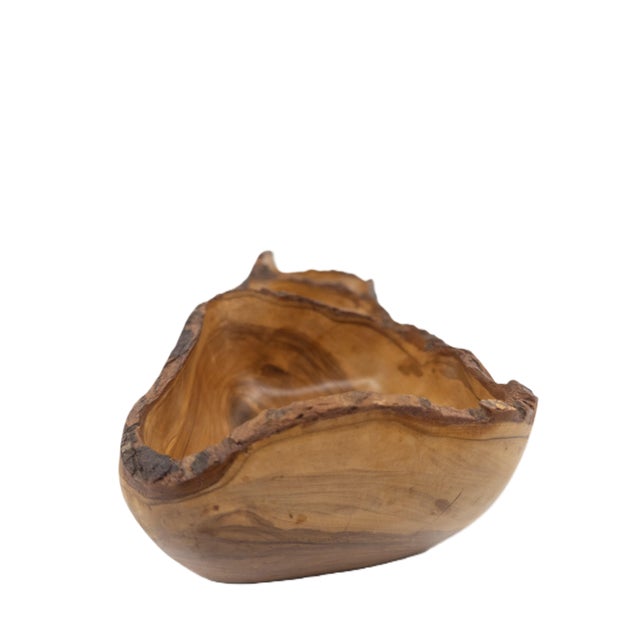 Hand-Carved Peruvian Olive Wood 3-Section Serving Bowl With Live Edge 18.75"l For Sale - Image 4 of 15