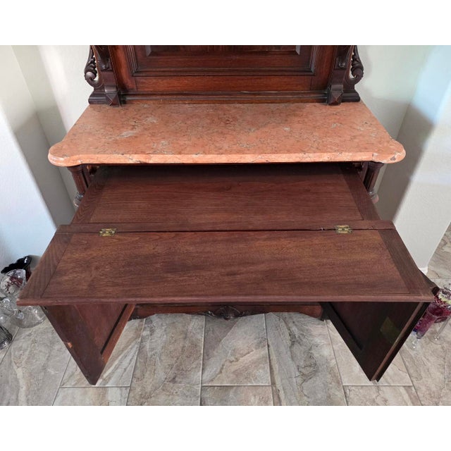 ​19th Century French Henri II Renaissance Revival Walnut & Rouge Marble Buffet Deux Corps For Sale - Image 11 of 11