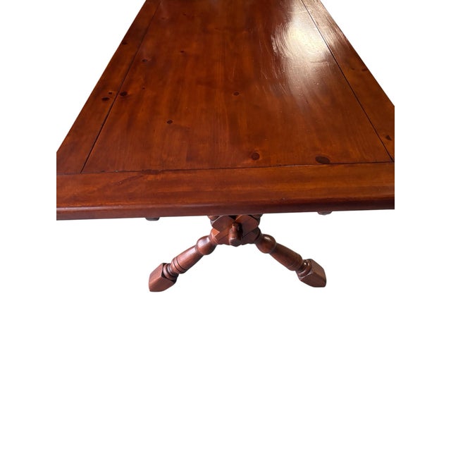 1970s Solid Wood Trestle X Brace Leg Table For Sale - Image 10 of 12