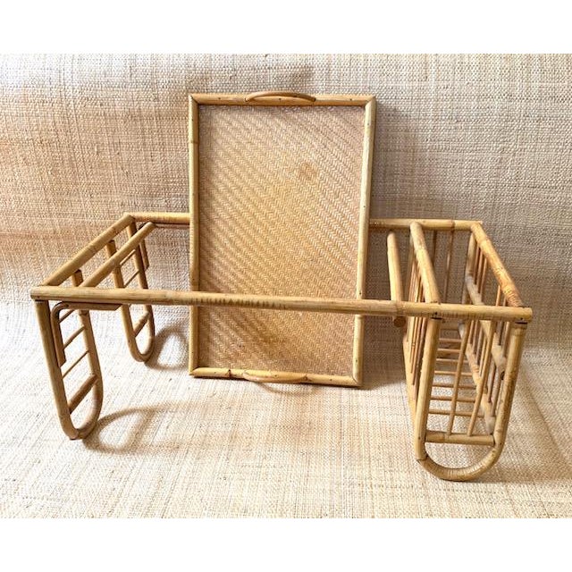Vintage Wicker Rattan Lap Tray / Bamboo Breakfast Tray Chairish
