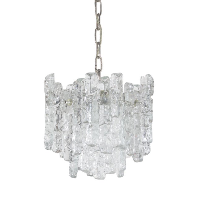 Ice Glass Chandelier attributed to Kalmar Franken KG, 1960s For Sale