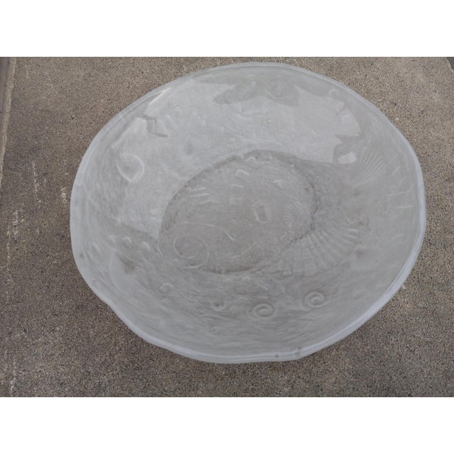 1995 Cristina Salusti Fossil Glass Frosted Low Bowl Handmade and Artist Signed For Sale - Image 4 of 11
