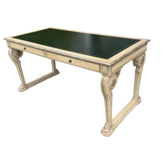 Dennis & Leen Regency Style Painted Leather Top Writing Table Desk